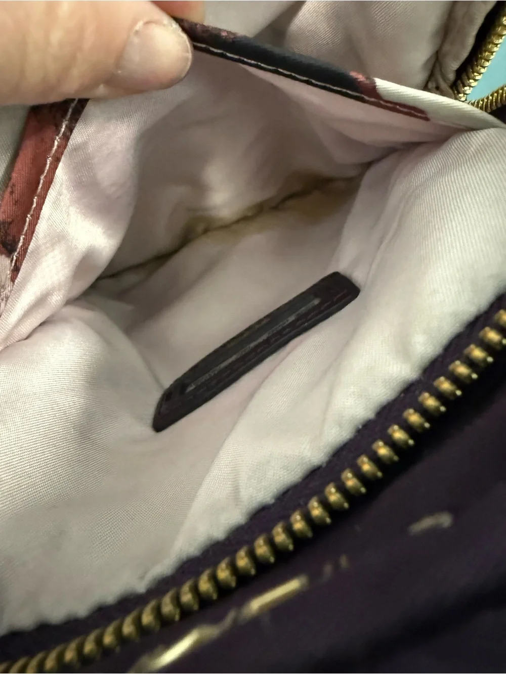 TUMI Nylon Crossbody Bag Purple Gold Hardware Repair Project As Is